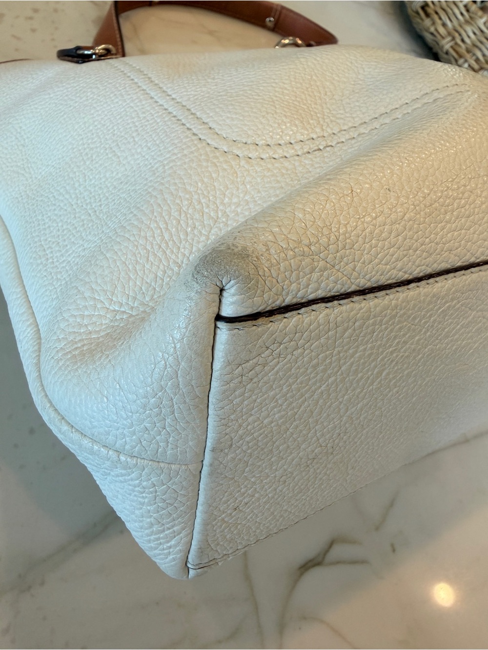 Coach Penelope F14683 Pebbled Cream  Leather Shoulder Tote 👜 - Picture 7 of 16